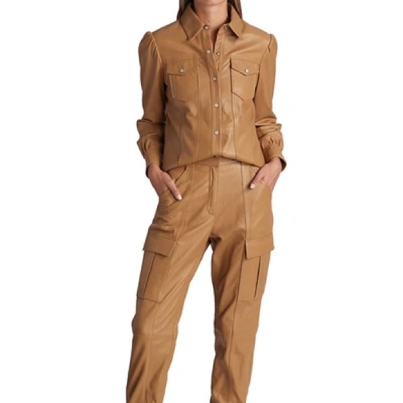 Cinq à Sept, Sarine Long-Sleeve Leather Shirt. New, never worn with tags. XS. - Picture 7 of 12